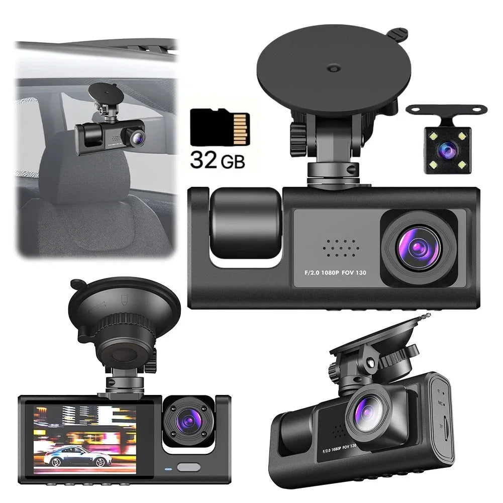 3 Channel Car Cam HD 1080P  Dash Cam