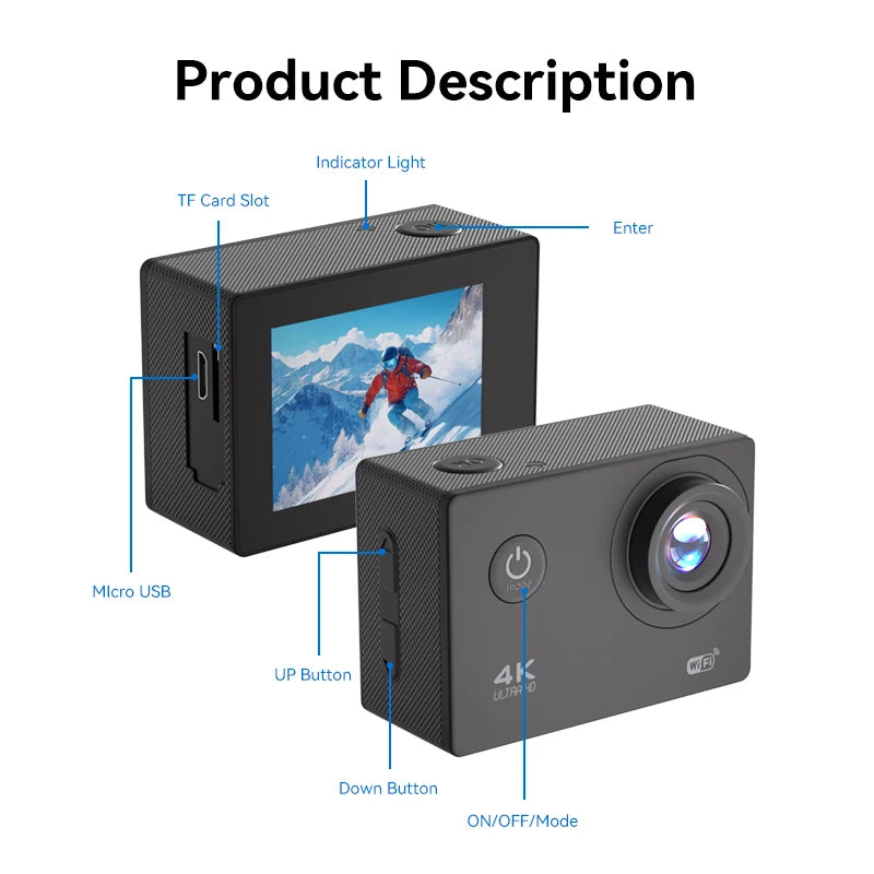Action Camera 4K With WiFi Sport Cam